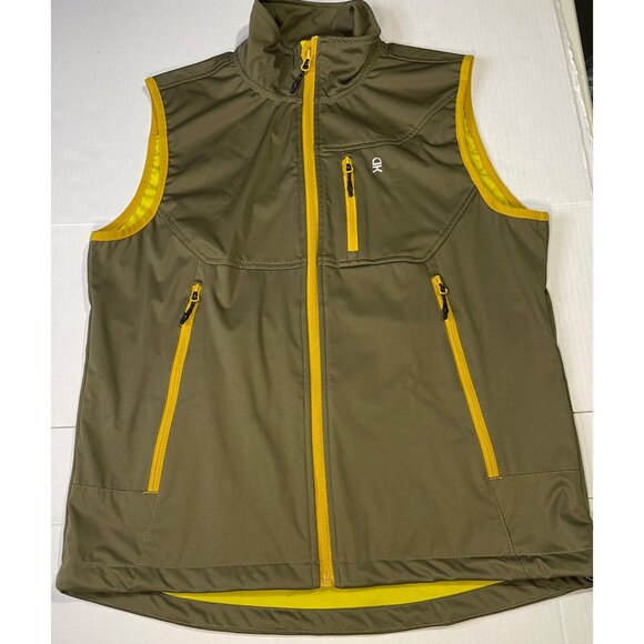 Little Donkey Andy Mens Olive Yellow Vest M Windproof Water Resistant Full Zip - Picture 2 of 15